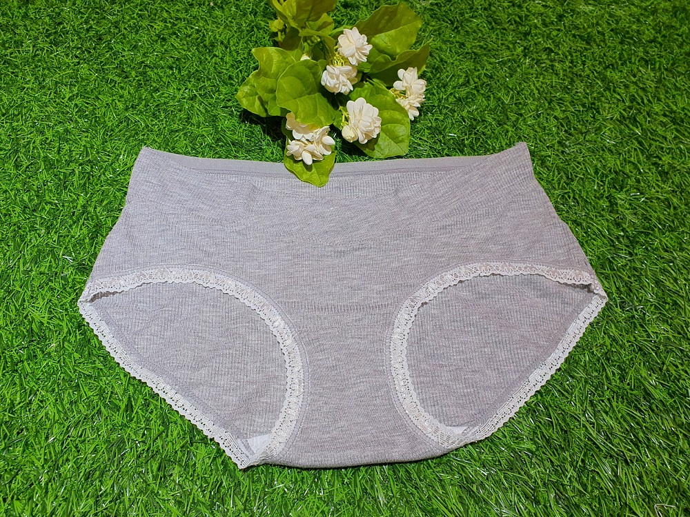 Quần lót bầu cotton gân viền ren