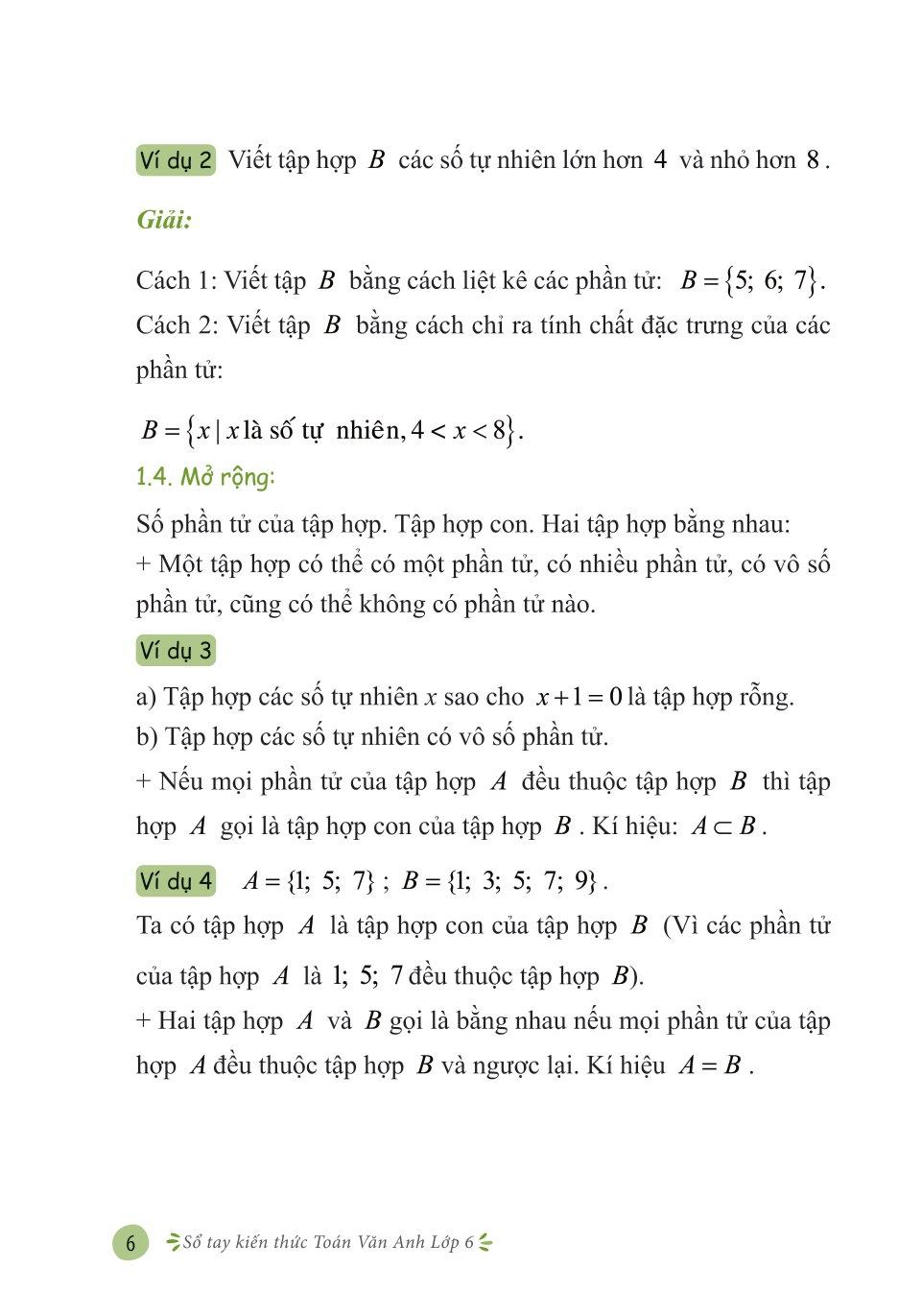 Sổ Tay Kiến Thức Toán Văn Anh Lớp 6