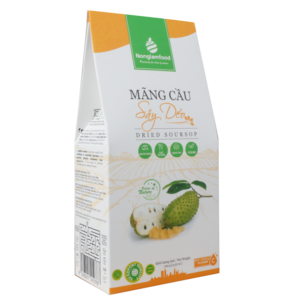 Combo 10 hộp Mãng cầu sấy dẻo Nonglamfood hộp 100g | Giảm cân, đẹp da, giữ dáng hiệu quả, ăn vặt healthy snack