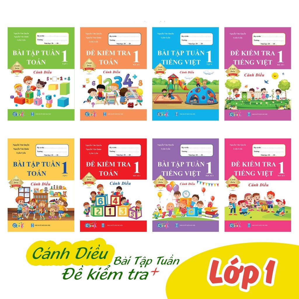 Sách - Combo 8 Cuốn Bài Tập Tuần và Đề Kiểm Tra - Toán và Tiếng Việt lớp 1 - Cánh Diều - Cả Năm