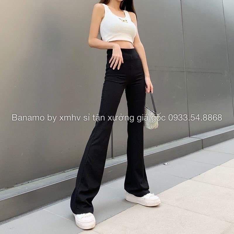 Quần ống loe nữ cạp cao quần legging nữ ôm ống loe lên from xinh tôn dáng 411
