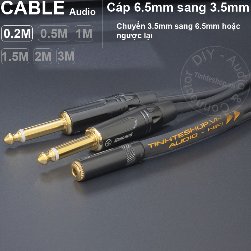 Dây 3.5 sang 6.5 DIY 0.2 đến 5 mét - 6.35mm mono male to 3.5mm female converter cable