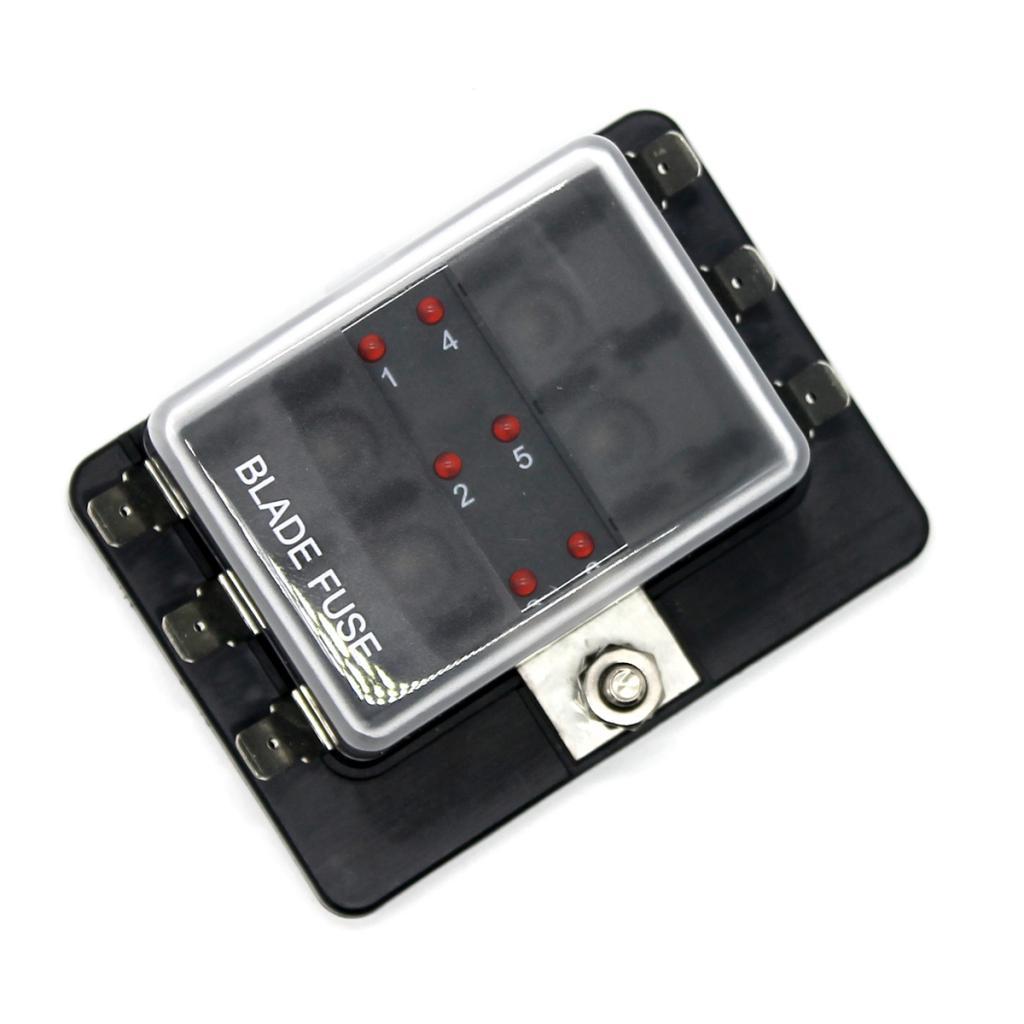 6 Way Circuit Automotive Car Boat Blade Fuse Box Block Holder with Cover