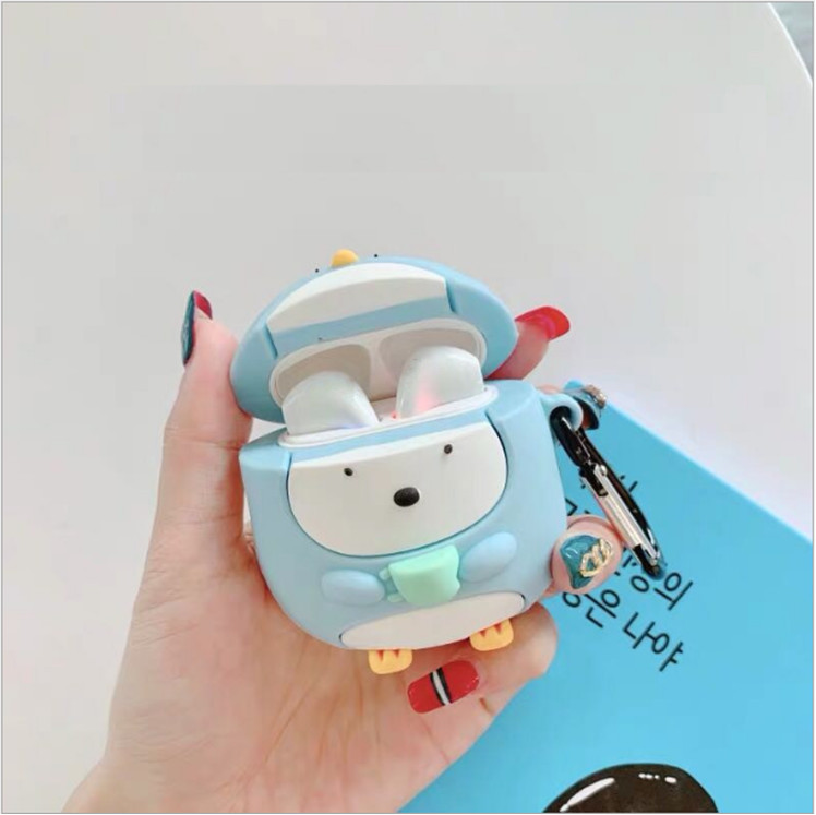 Ốp bảo vệ tai nghe gấu áo xanh dành cho case airpod 1/2/Pro chống va đập