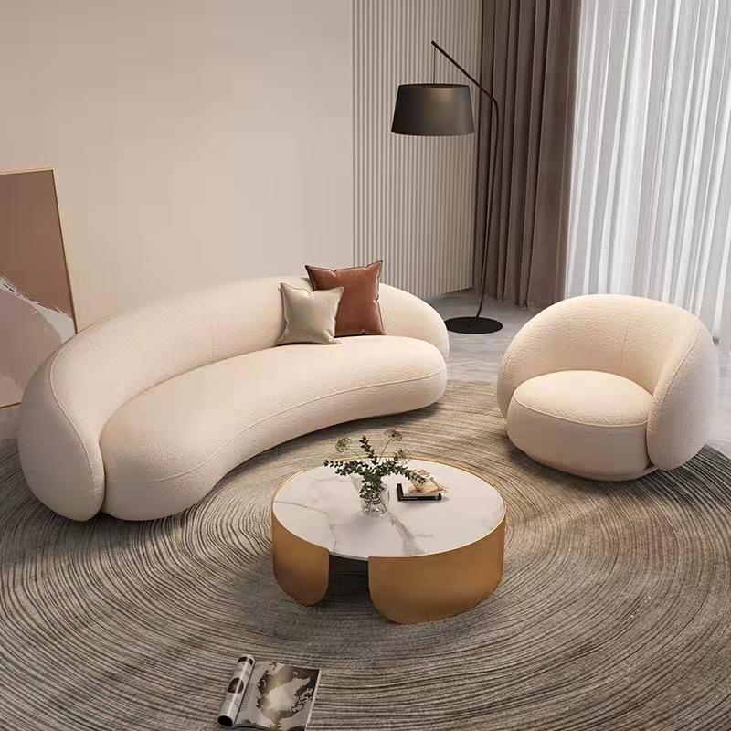 Ghế Sofa Băng (Văng) Cong Hiện Đại + Ghế Sofa Đơn Kích Thước 2m4 Mã HB-23