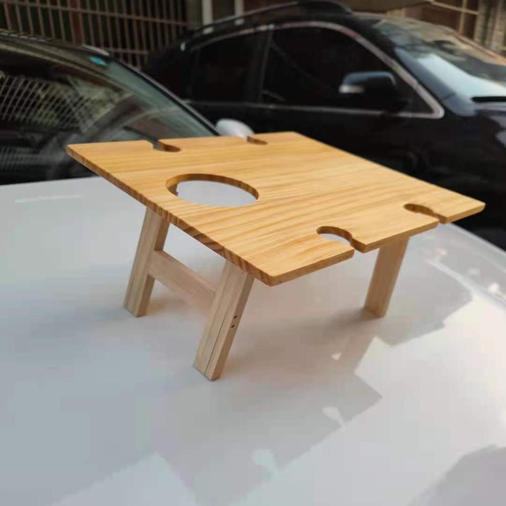 Wooden Outdoor Picnic Table Portable 2-in-1 Wine Table Outdoor Folding Wine Glass Rack Holder Suitable for Garden Party/Camping/Beach/Outdoor Dinner