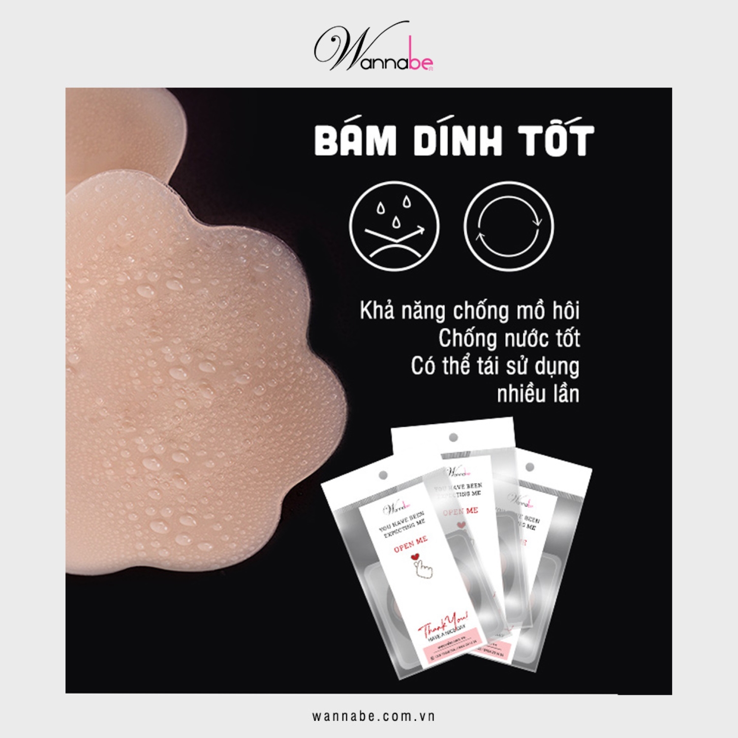 Dán silicon WANNABE DTS05 dán ngực bằng vải ren lưới thông thoáng hình hoa 7 cánh thoải mái tiện lợi