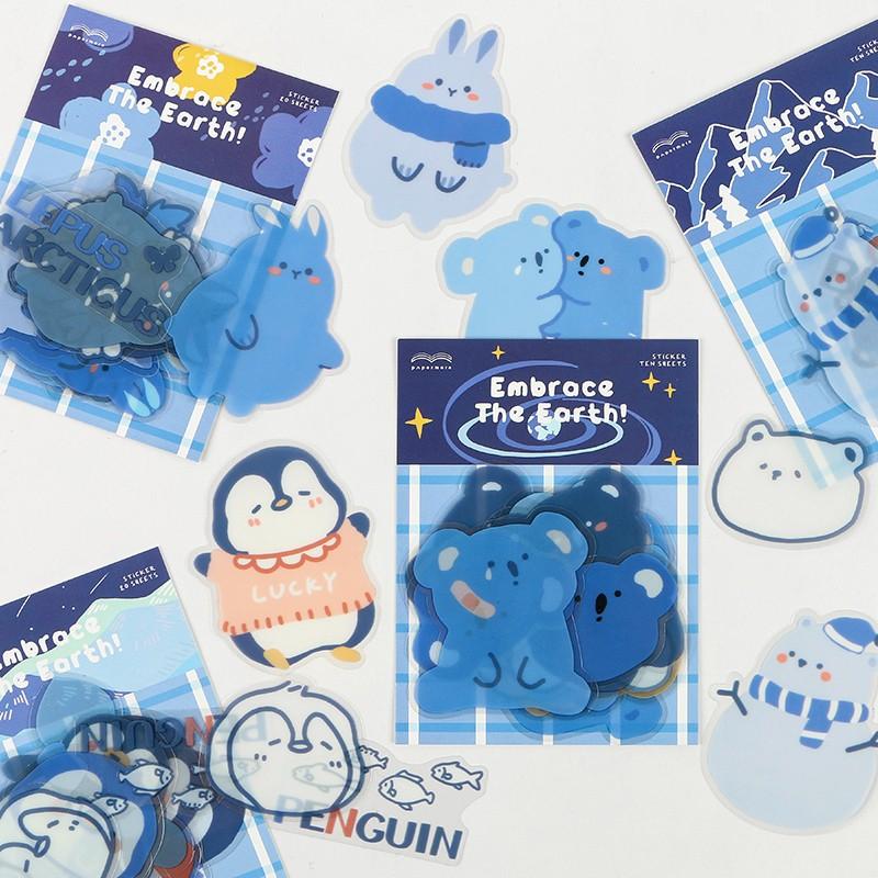 Bộ miếng sticker nhãn dán cánh cụt koala gấu bắc cực trang trí hãng PAPERMORE ST79