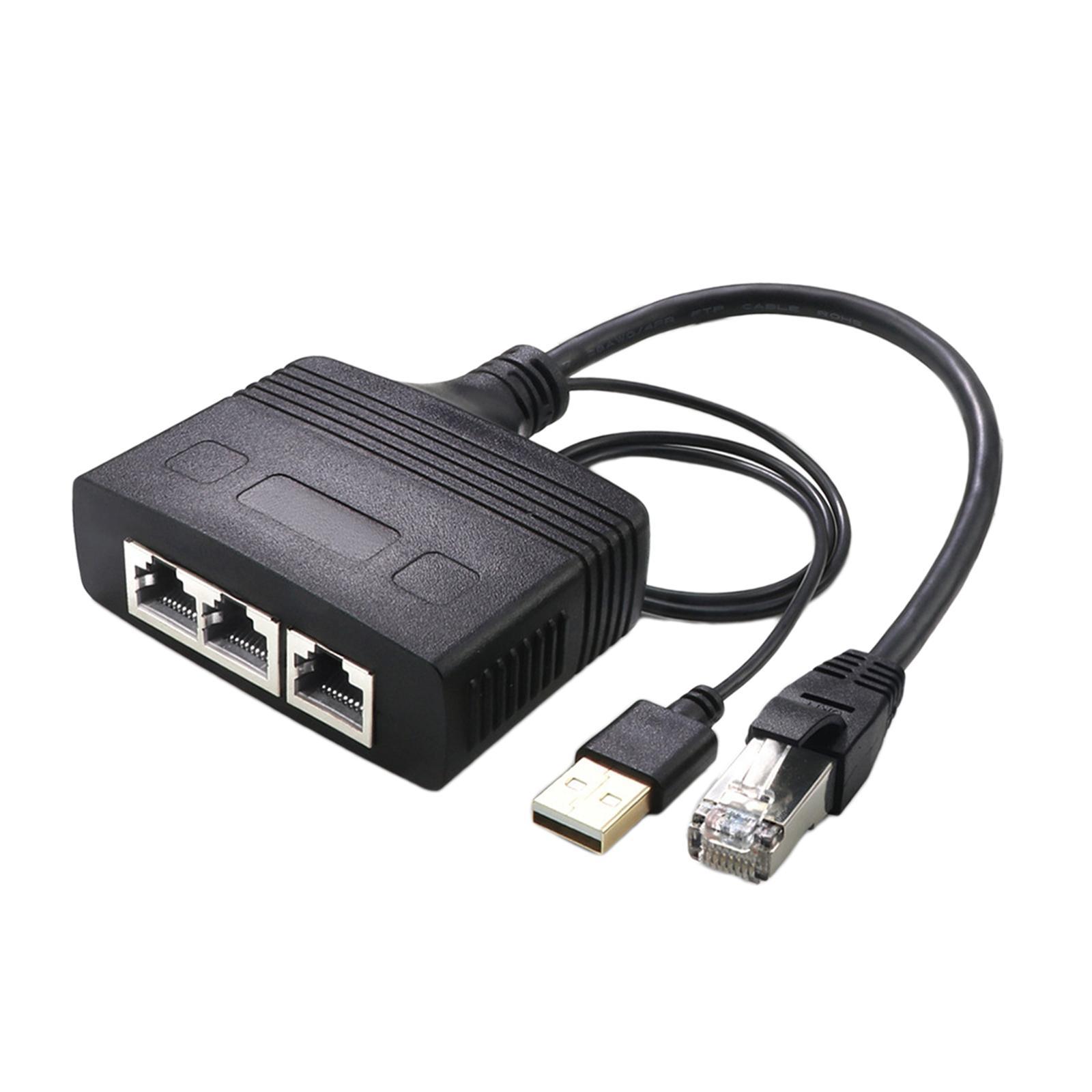 RJ45 Ethernet Splitter,  Port 3 Devices Simultaneous Networking Ethernet Cable Connector for Network Plug Connector ,Lightweight ,Fashion