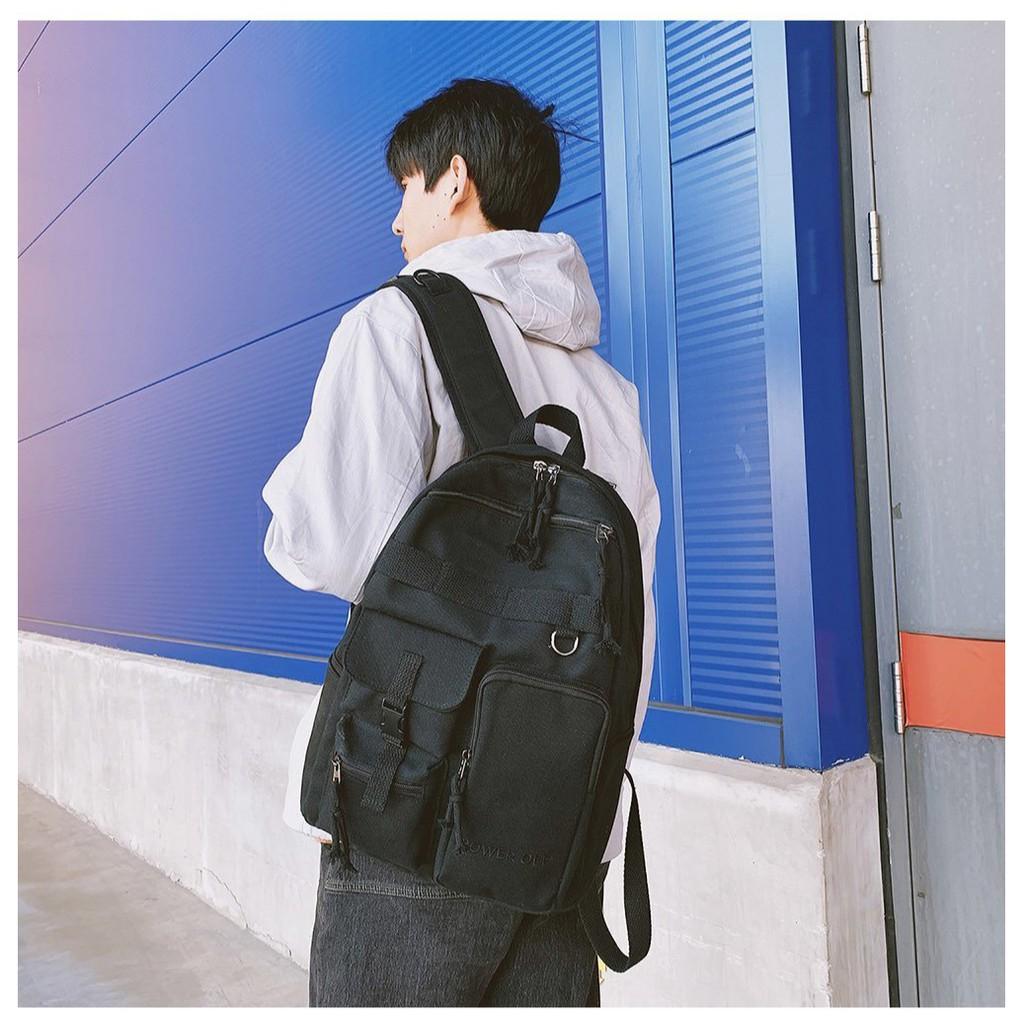 Balo vải canvas Unisex siêu Chất POWER OFF - B05