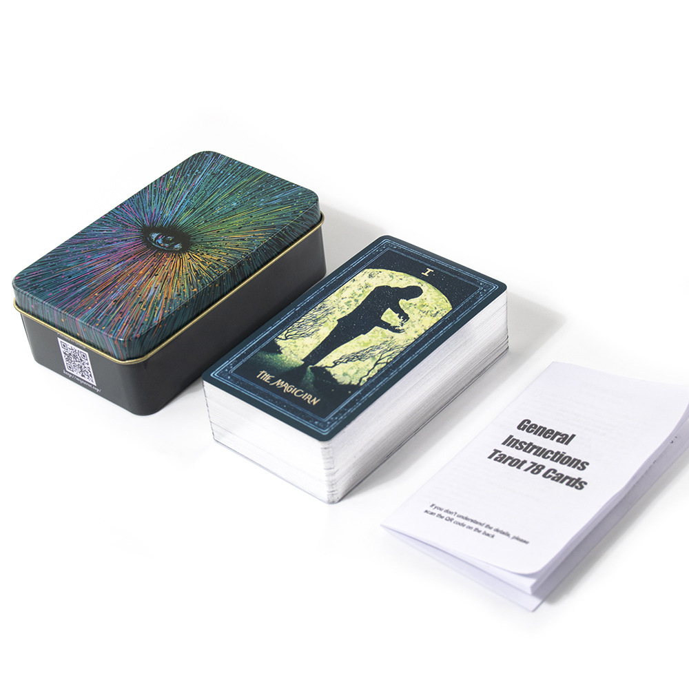 Bộ Bài Prisma Vision Tarot Hộp Thiếc Mạ Cạnh Bạc 78 Lá