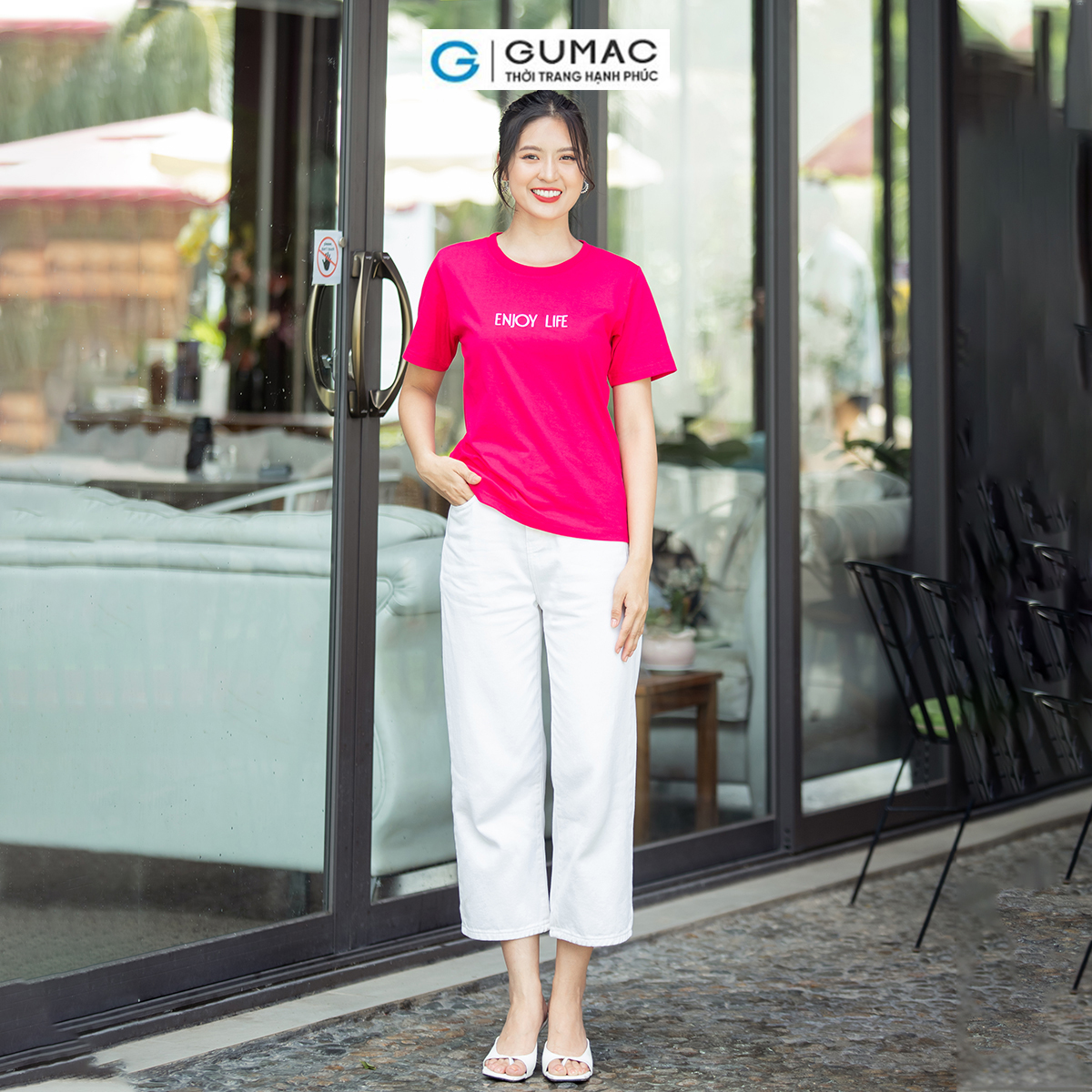 Quần Jeans nữ straight dáng lửng trẻ trung thời trang GUMAC QJD07038