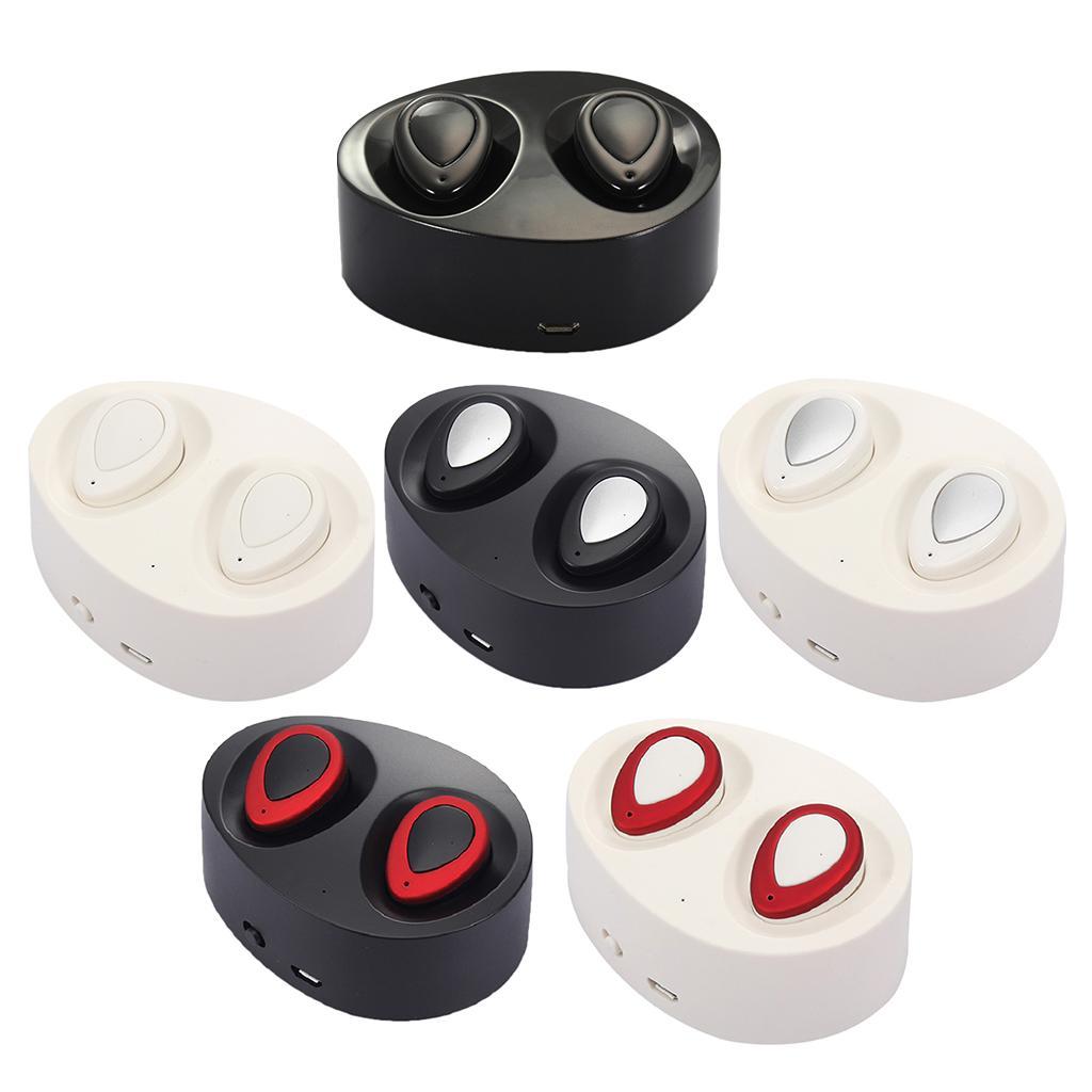 Mini Bluetooth 4.2 Twins Stereo In-Ear Earphone Headset w/ Case Black