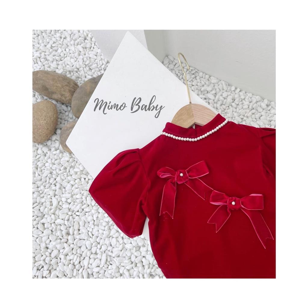Áo dài nhung đỏ cao cấp hàng thiết kế cho bé Mimo Baby AD06