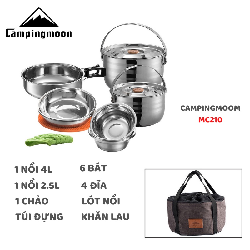 Bộ nồi dã ngoại Inox 6 món Campingmoon MC-210