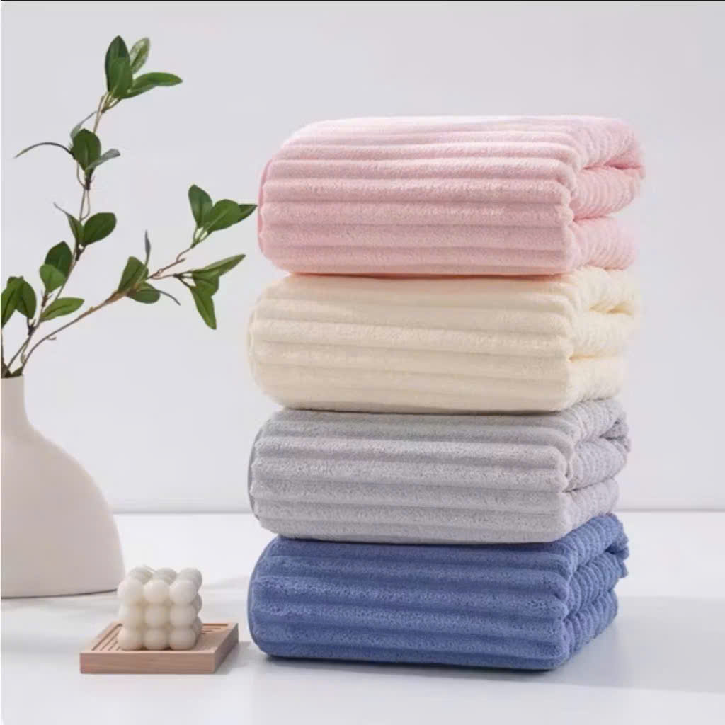 Khăn Tắm Sóng Nước Siêu Thấm Hút – Khăn Mặt Sợi Cuộn To, Kích Thước 70x140cm, Chất Liệu Cao Cấp, Dày Dặn, Không Rụng Lông - HÀNG CHÍNH HÃNG MINIIN