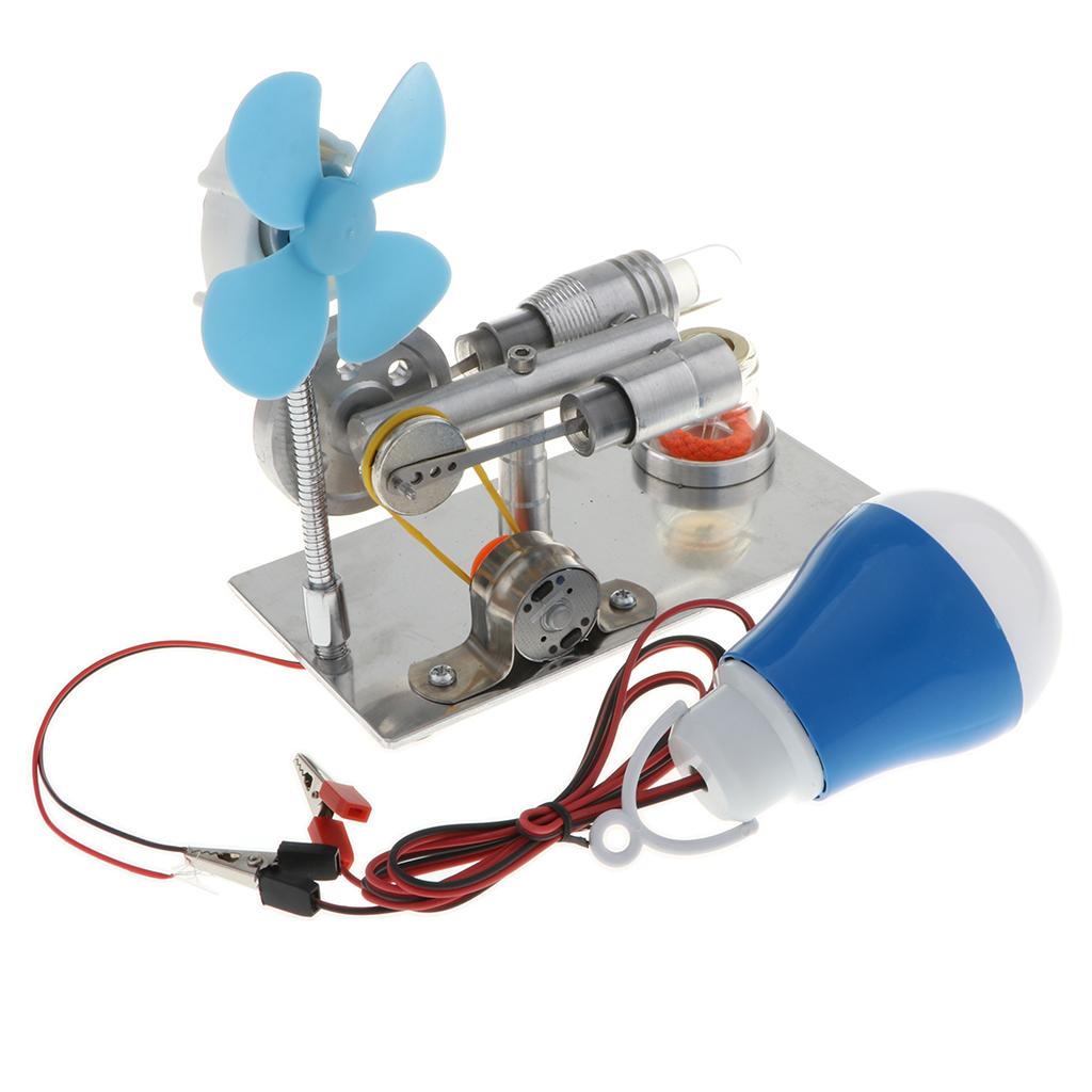 Guangquanstrade DIY Fanner & Đèn LED Bánh Đà Động Cơ Stirling Mô Hình Động Cơ Máy Phát Điện