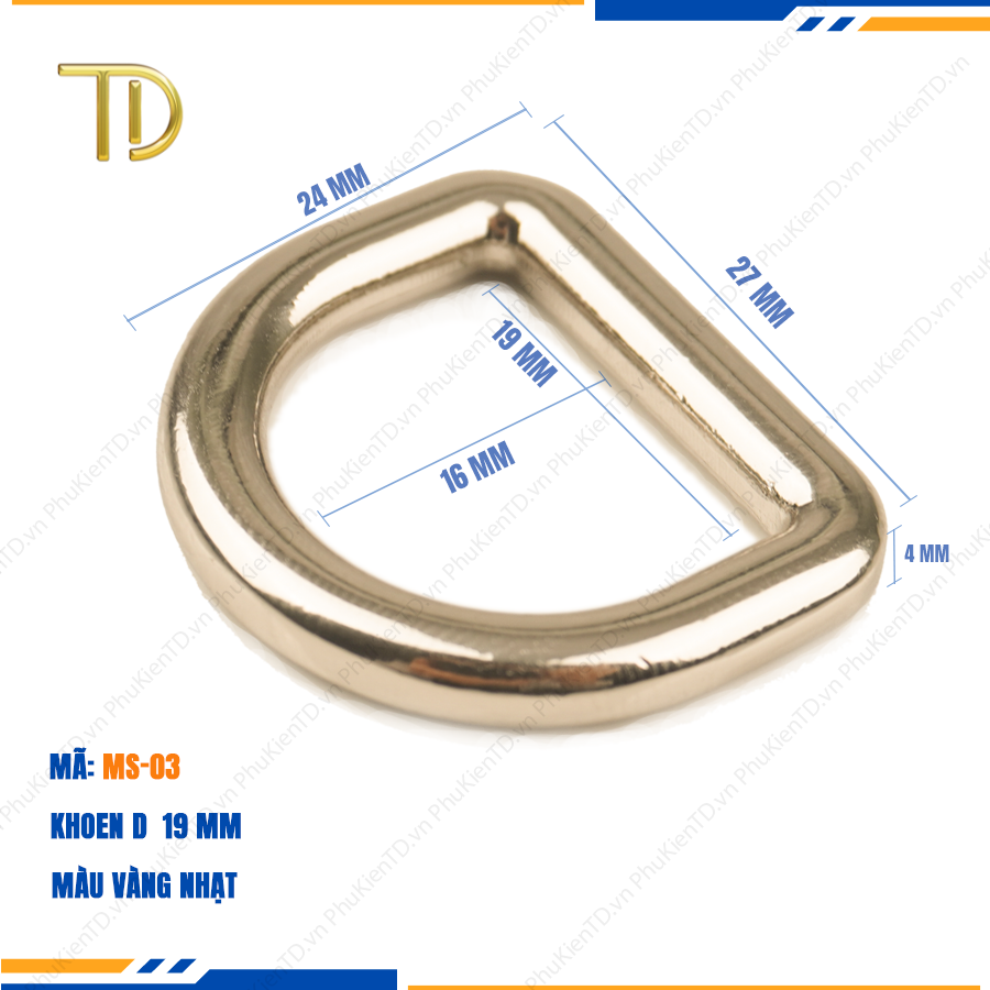 Khoen d túi xách, Khoen chữ d túi xách, Khoen bán nguyệt túi xách 19mm mạ điện độ bền 5-8 năm