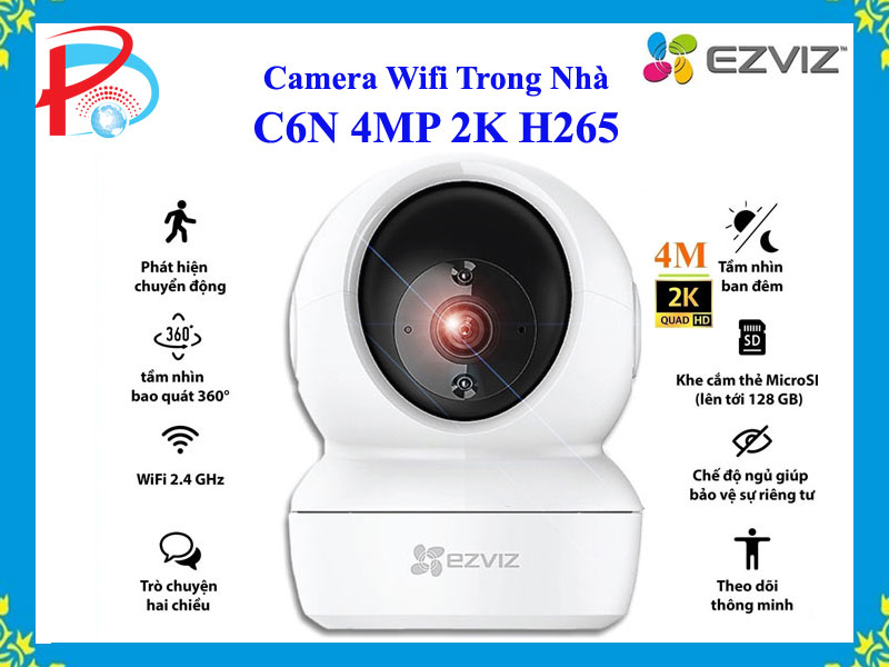 Camera Wifi Trong Nhà EZVIZ C6N 4MP 2K Quay Quét 355 độ - Đàm thoại 2 chiều - Hàng Chính Hãng