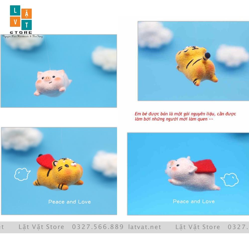 Bộ len chọc Siêu Nhân Thú Cưng, len chọc heo, kỳ lân, corgi, hổ du hành, làm móc khoá từ len, đồ handmade, quà tặng