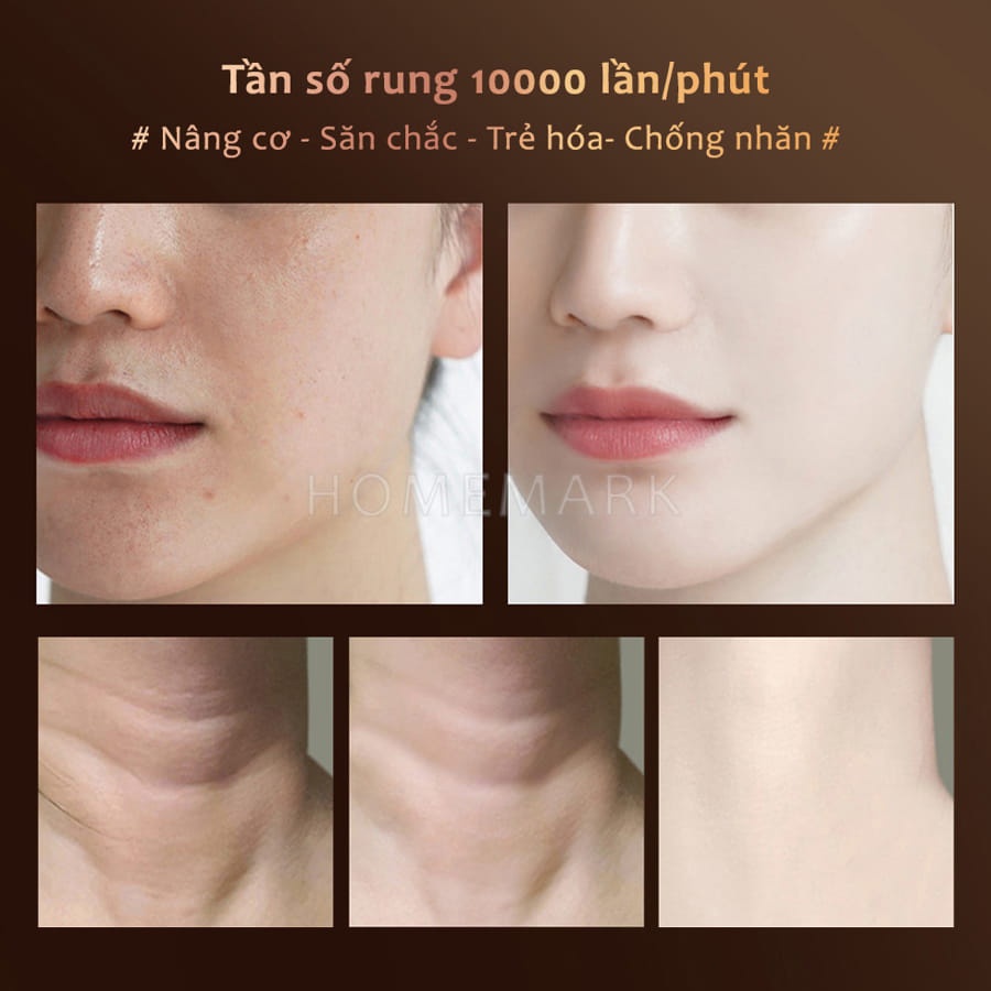 Máy Massage Nâng Cơ Mặt Cầm Tay, Máy Đẩy Tinh Chất Làm Mờ Vết Nhăn, Thon Gọn Mặt, Mát Xa Mặt Cổ Dùng Pin - HÀNG CHÍNH HÃNG MINIIN