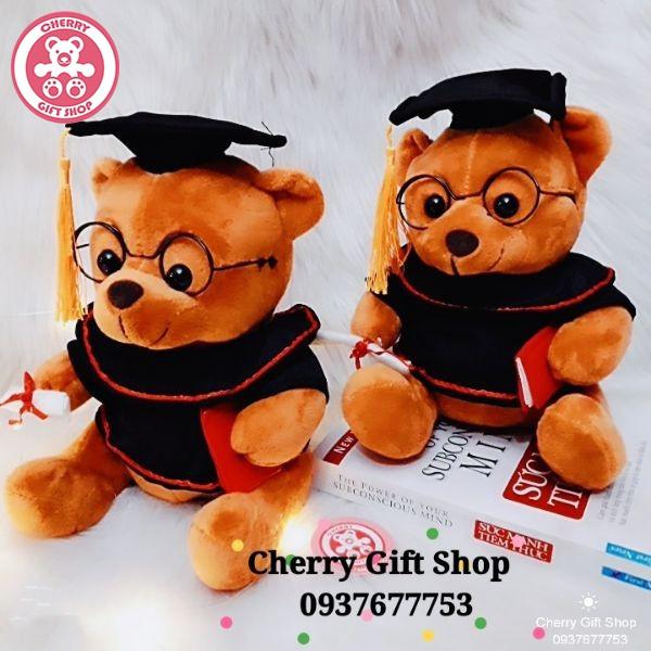 Gấu Bông Tốt Nghiệp Lông Mịn 25cm