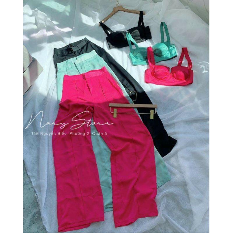 Sét áo croptop 2 dây quần suông