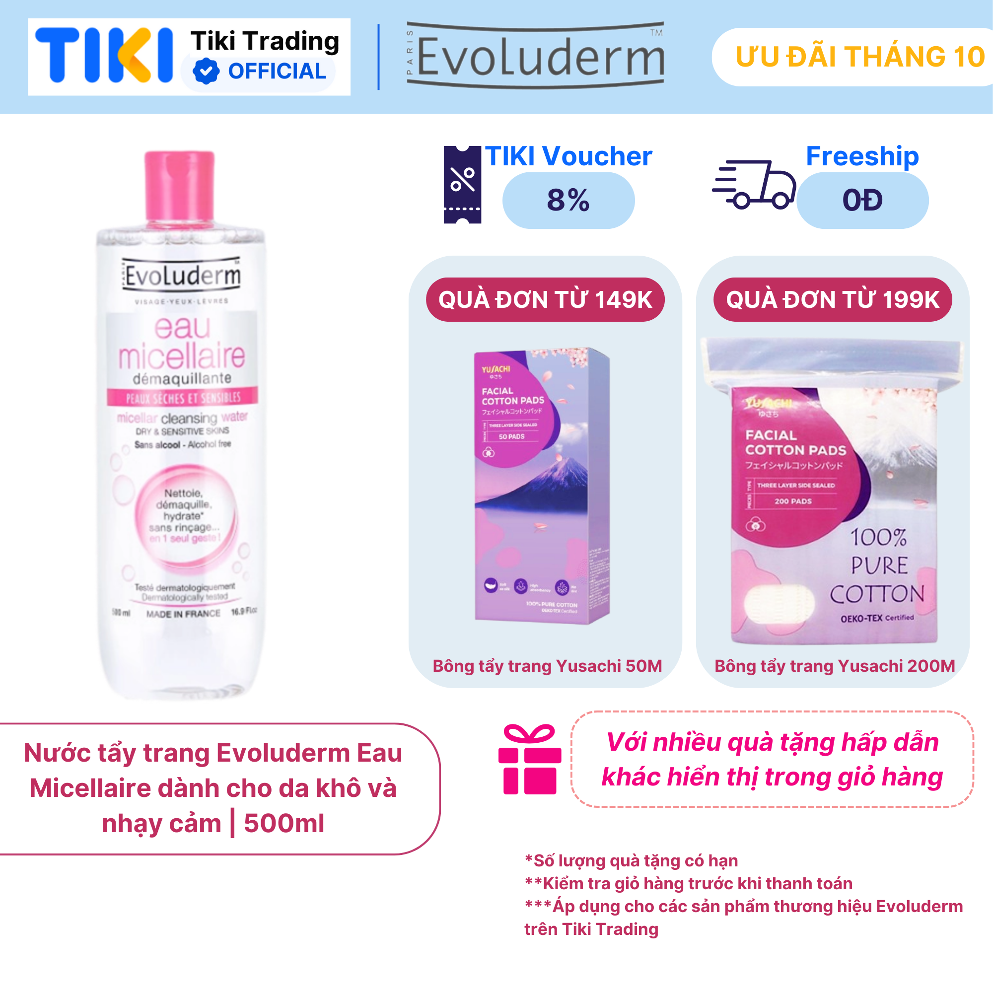 Nước tẩy trang Evoluderm Eau Micellaire 500ml