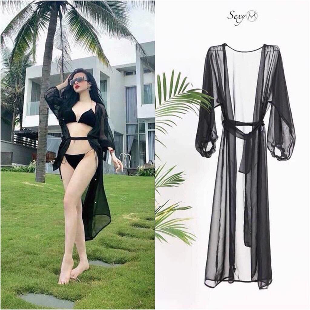 Áo choàng đi biển, áo khoác bikini voan mỏng tua rua-bikinistore