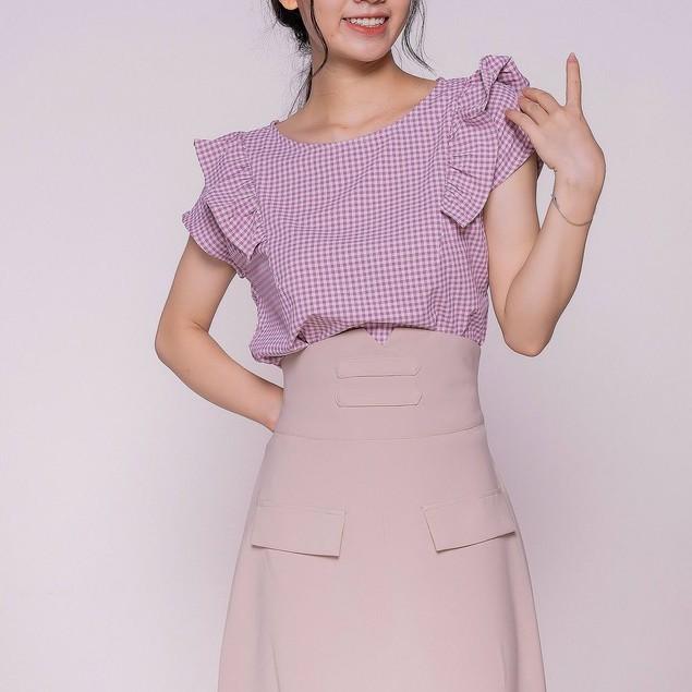 Áo sơ mi kiểu nữ bèo tay kẻ caro TKFASHION SMKA222