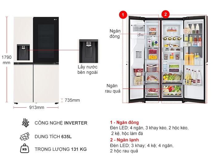 Tủ lạnh LG Inverter 635 lít GR-X257BG