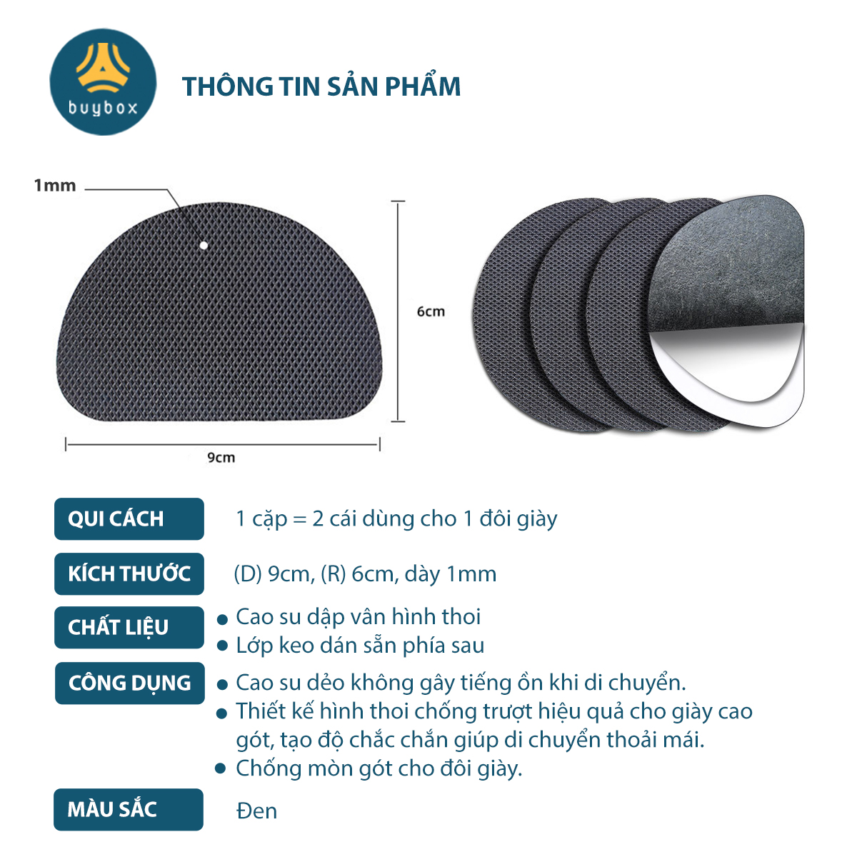 Miếng dán đế giày chống trơn trượt dùng mang giày cao gót, giày tây - Buybox - BBPK270