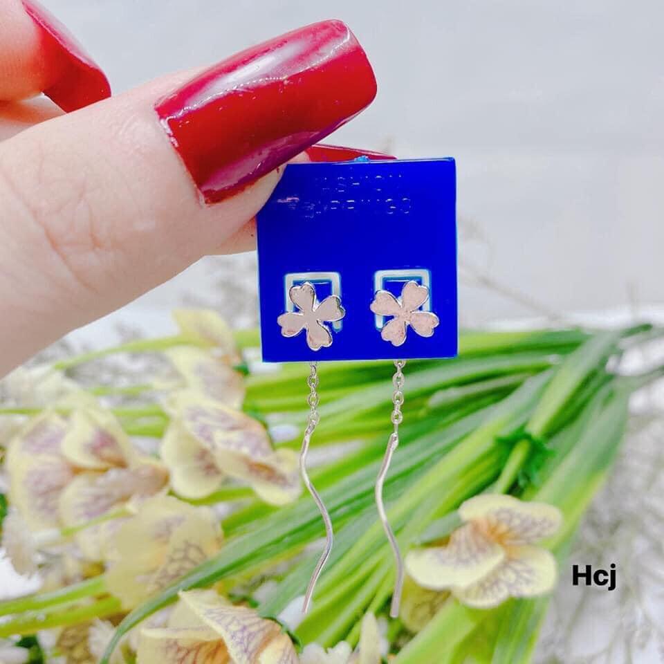 BÔNG TAI CỎ 4 LÁ GẮN TUA