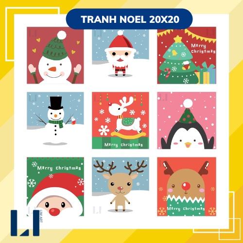 Tranh số hoá có khung Noel size 20x20 - Tranh tô màu cho bé