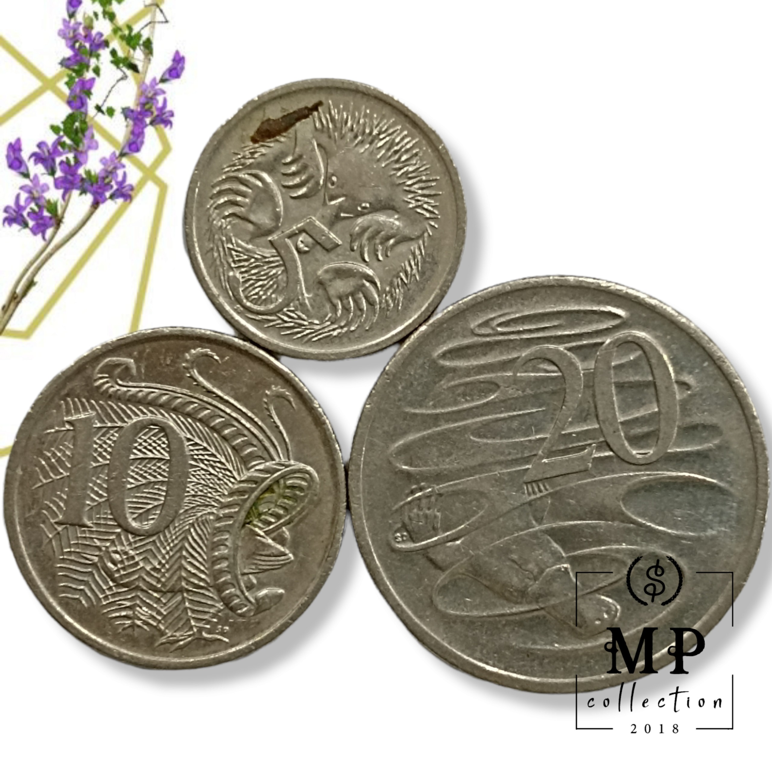 Bộ 3 Đồng xu Úc Australia khác nhau mệnh giá 5 10 20 cents các năm