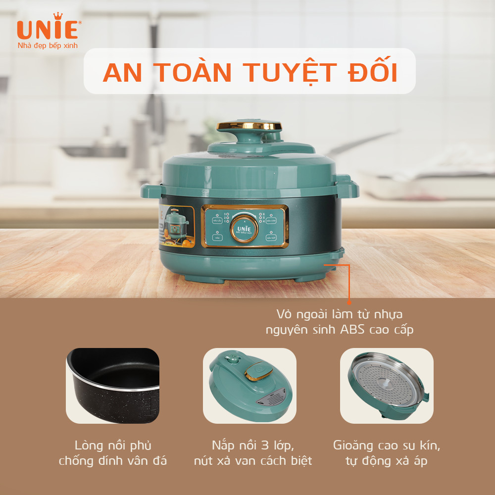 Nồi Áp Suất Điện  Đa Năng  Cao Cấp UNIE UPC5081Y Tiêu Chuẩn Đức Thiết Kế Sang Trọng Tích Hợp 7 Chức Năng Nấu Công Suất 900 W - Hàng Chính Hãng