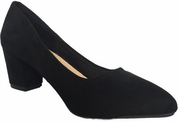 Giày Công Sở Nữ Da Lộn Gót Vuông 5cm C121 - Đen
