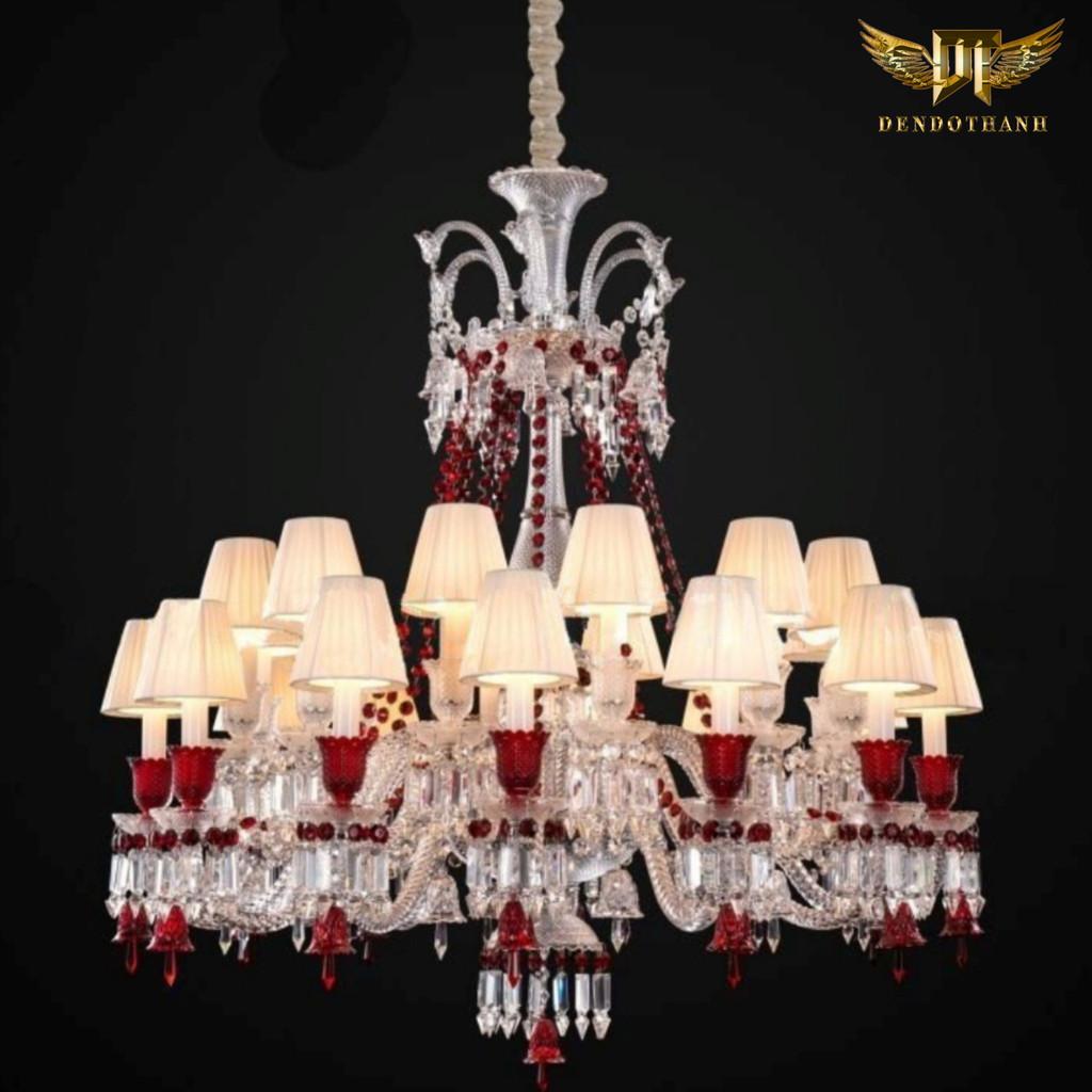 Đèn chùm nến phale phòng khách phối theo phong cách màu rượu vang đỏ, phale đỏ cao cấp NPL DT LIGHt (HÀNG NHẬP KHẨU) - tay chao thuỷ tinh