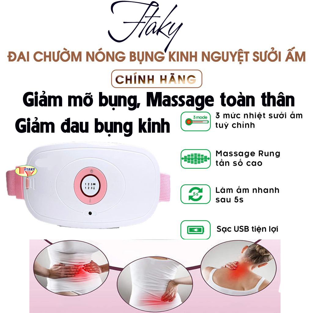 Máy Chườm Giảm Đau Bụng Nguyệt San Nam Tặng Nữ S249, Đai massage tan mỡ bụng - Máy sưởi ấm bụng làm ấm tử cung - Đai lưng massage bụng