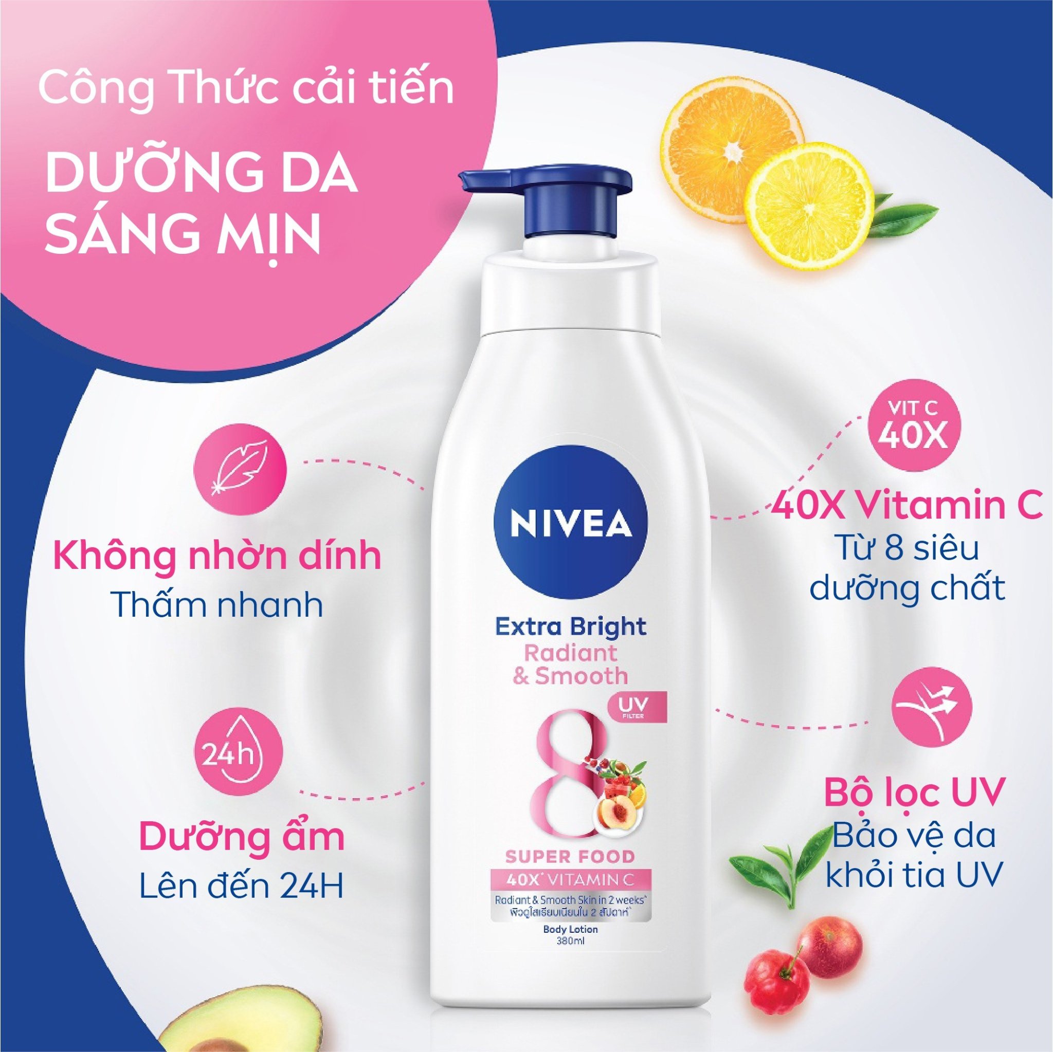 Sữa Dưỡng Thể NIVEA Extra White Dưỡng Sáng Da | Mịn Da (350 ml)