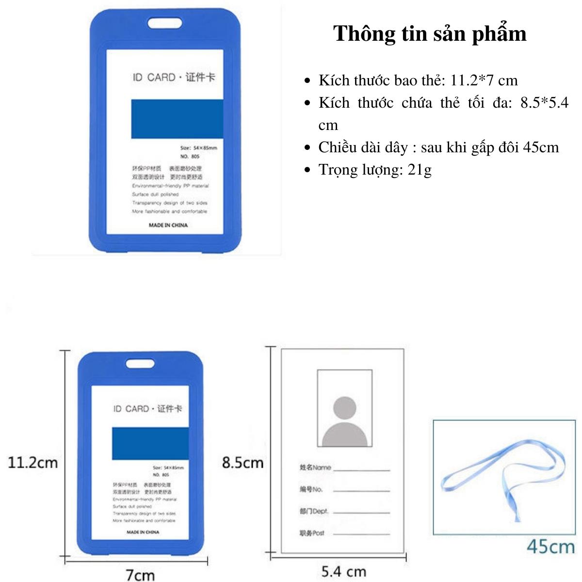 Dây Đeo Thẻ Dọc Cho Học Sinh, Sinh Viên, Nhân Viên Văn Phòng, Combo Dây Đeo Và Bao Đựng Thẻ