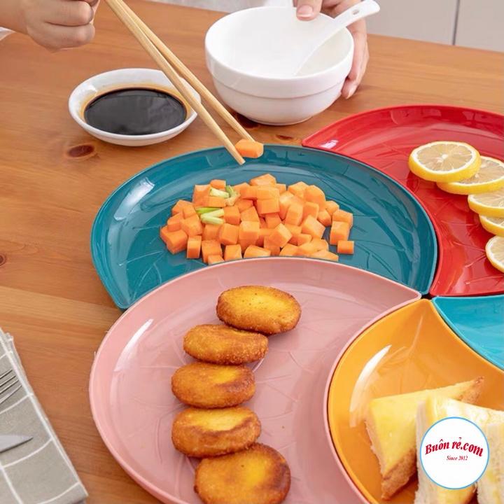 Set 5 đĩa nhựa hình bán nguyệt xếp hình hoa, đựng hoa quả bánh kẹo 01485