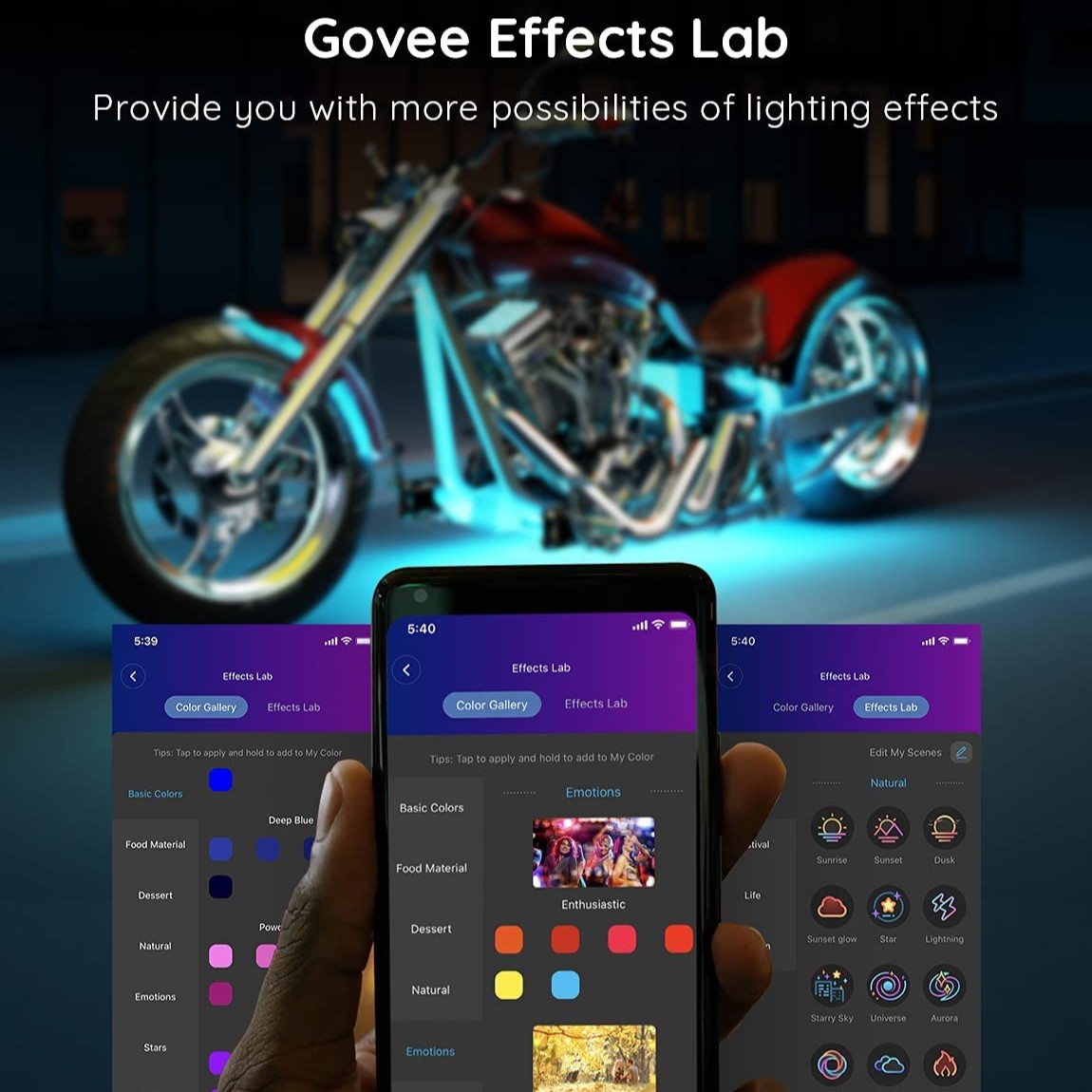 Đèn gầm xe máy Govee Motorcycle LED Light Kits H6194 | Gồm 12 dải led kháng nước, RGB 16 triệu màu nháy theo nhạc
