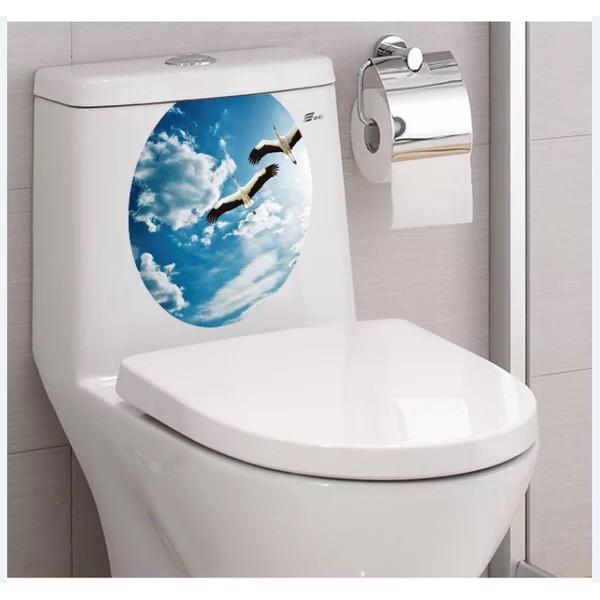 Decal dán toilet - chim bay