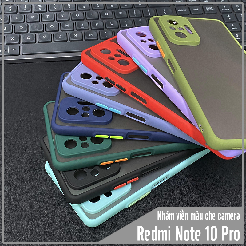 Ốp lưng cho Xiaomi Redmi Note 10 Pro nhám viền màu che camera