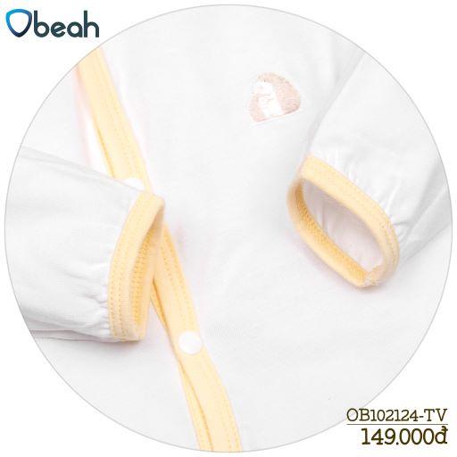 Obeah set bộ tay lỡ trắng phối vàng (sơ sinh) Fullsize 59 đến 90 cho bé từ 0 đến 24 tháng