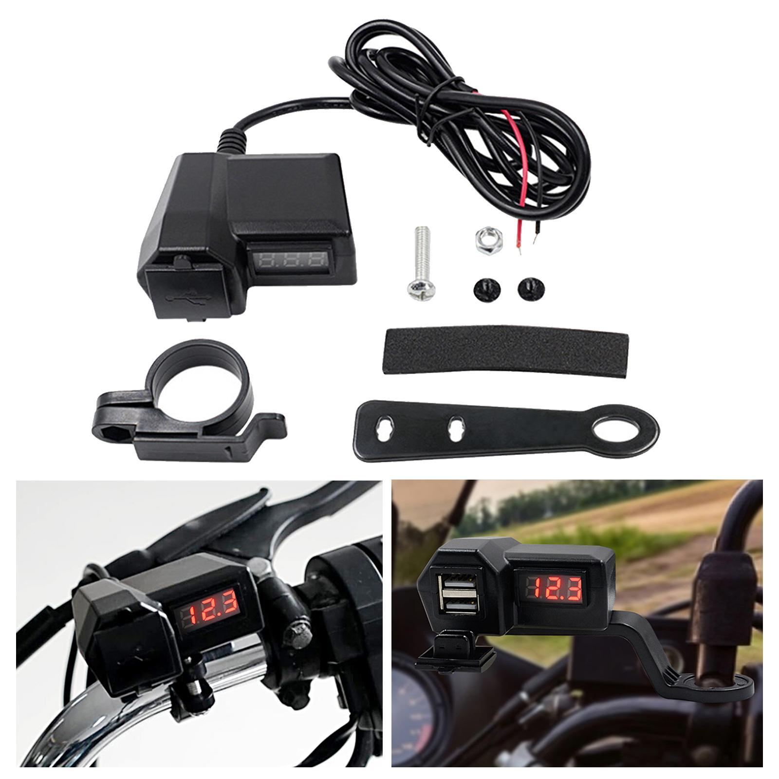 Motorcycle USB Charger Handlebar or Rear View Mirror Mounting Power Adapter