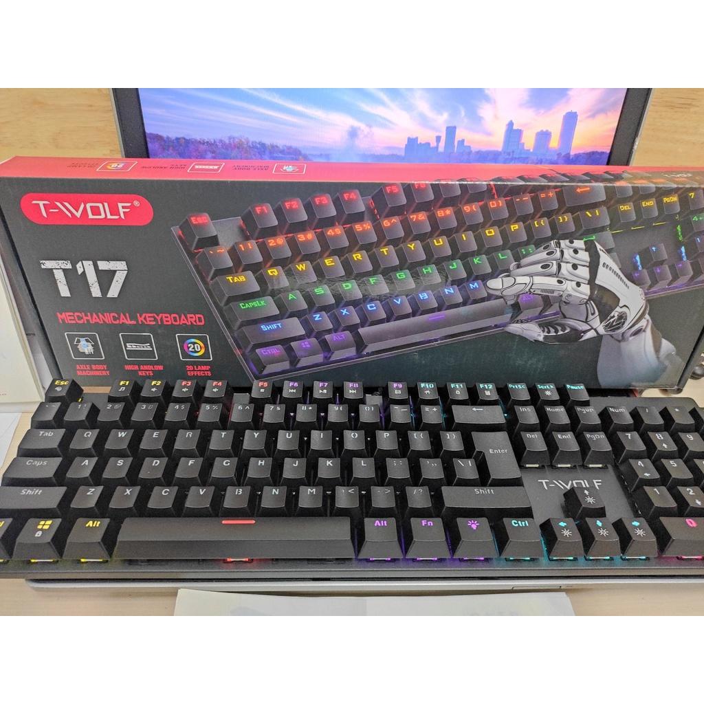 KEYBOARD T-Wolf T17 Phím cơ (Phím cơ, 104 key, Blue Switch, 12 chế độ Led)- BẢO HÀNH 12 THÁNG