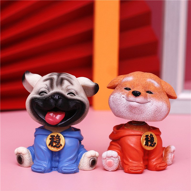 Mô Hình Chó Lắc Đầu Khoác Áo Hoodie Trang Trí Ô Tô Nhà Cửa