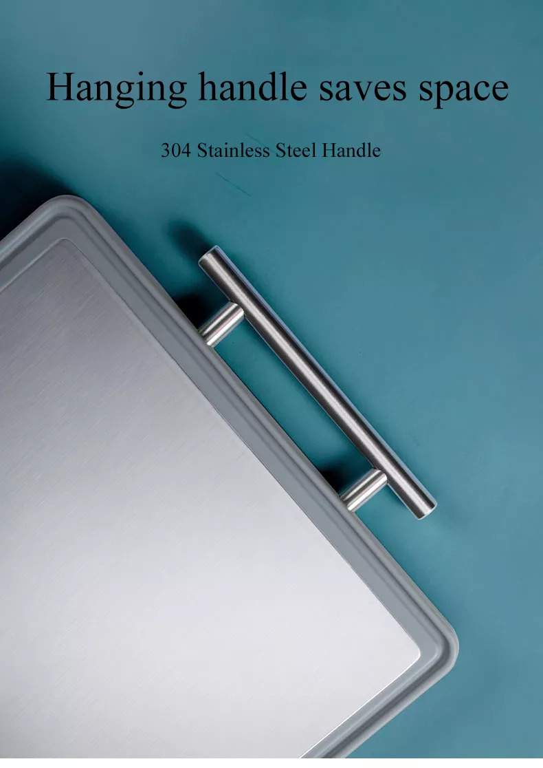 Thớt INOX 304 cao cấp với thiết kế 2 mặt bền bỉ, tiện lợi, an toàn cho sức khỏe: kháng khuẩn, chống nấm mốc, chống trơn trượt